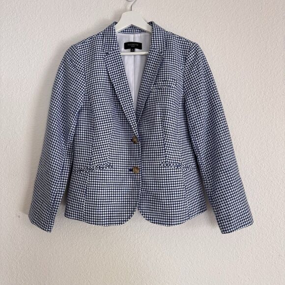 NWOT Talbots Women P 8 Gingham Linen Cotton Blazer Jacket Preppy Old Money - Picture 1 of 13